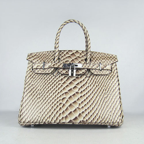 Replica Hermes Birkin 35CM Fish Veins Leather Bag Grey 6088 On Sale - Click Image to Close